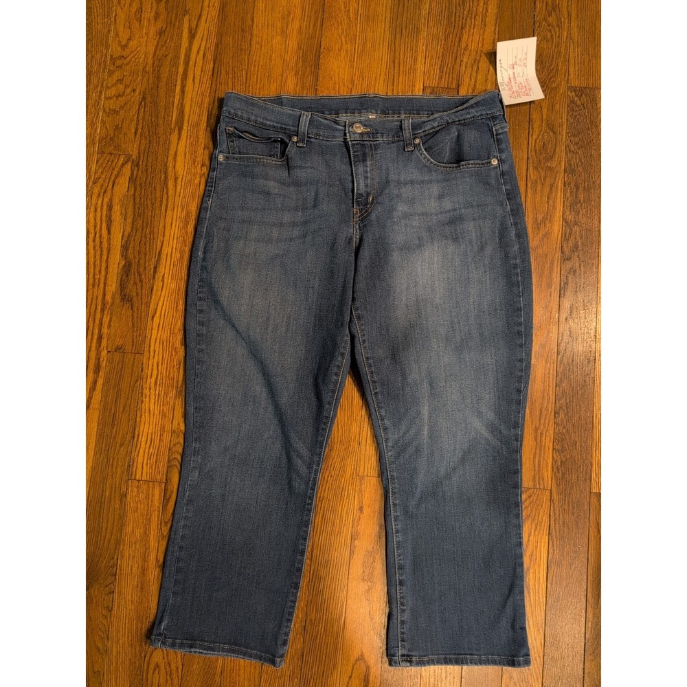 Levis Red Tab Womens Jeans Med Wash Cropped‎ Mid Rise Stretch Denim Sz 32